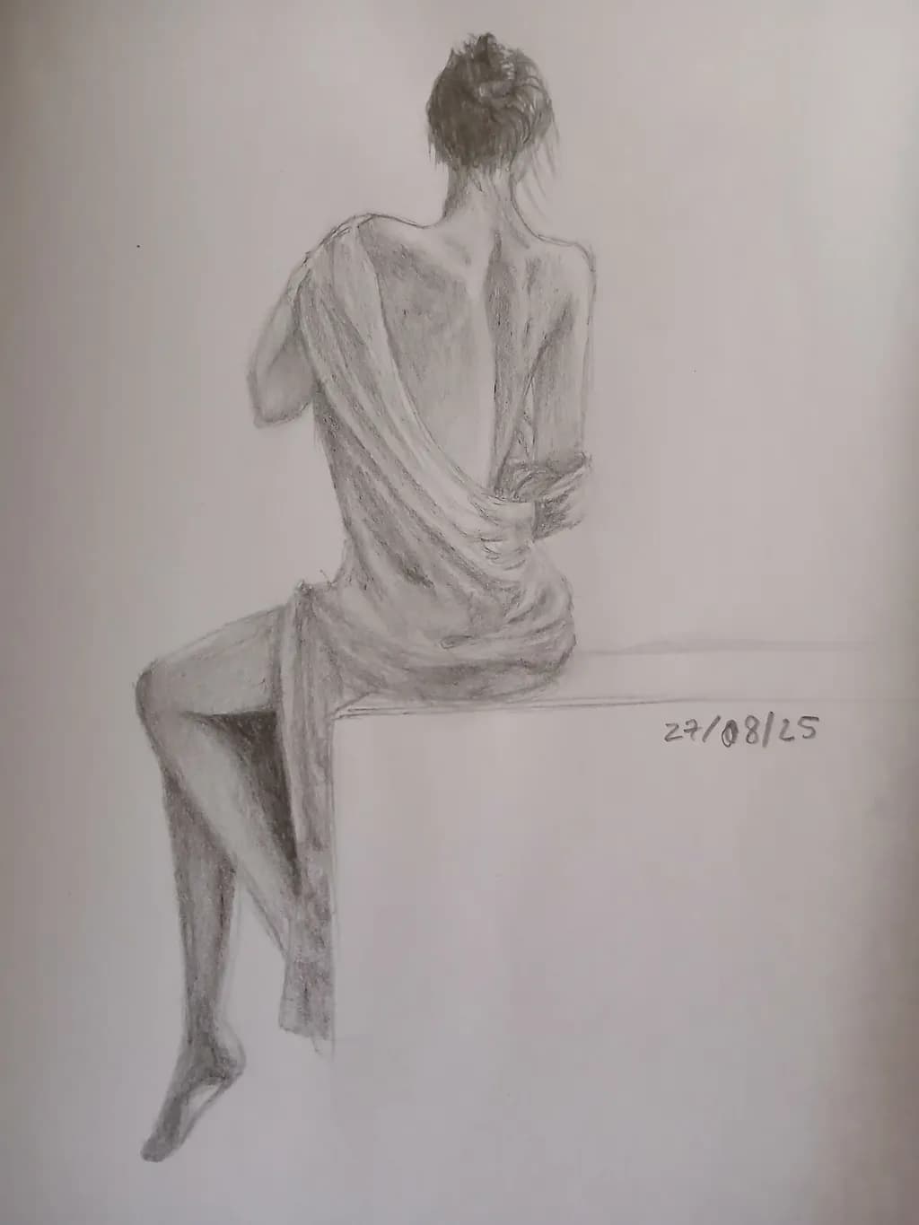 Graceful Monochrome Figure: A Serene Sketch of Elegance and Poise