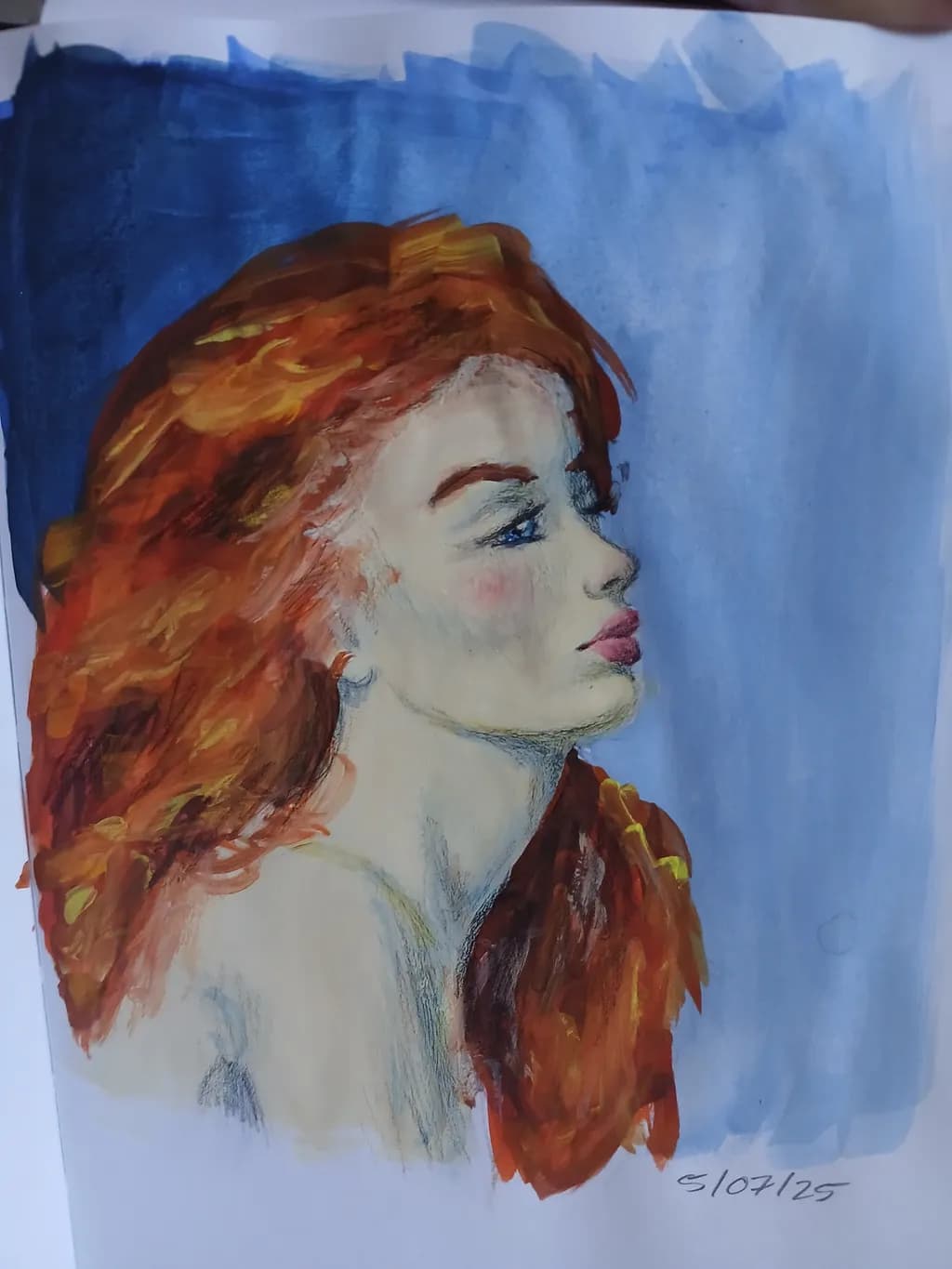 Radiant Redhead: A Watercolor Portrait of Expression and Grace