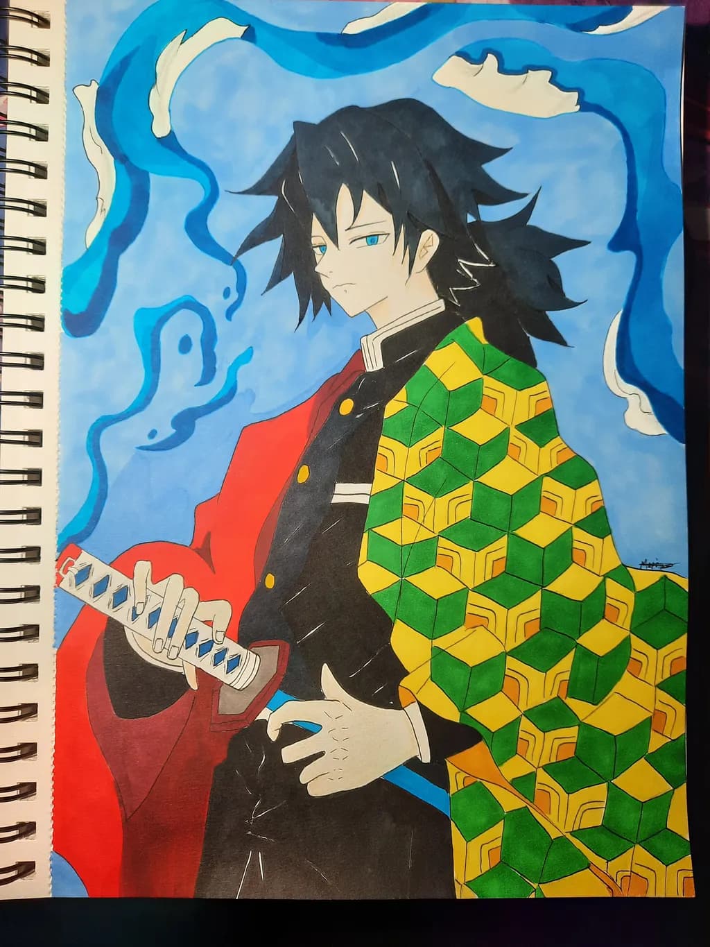 Mystical Warrior: A Vibrant Anime Character with Blade and Colorful Cloak