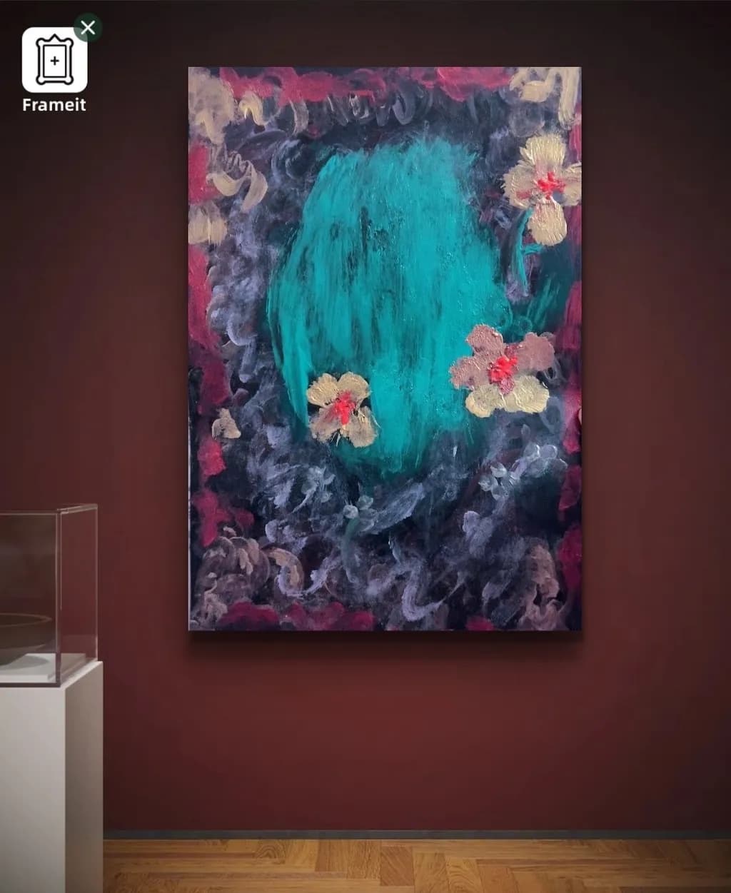Whispers of Color: A Vibrant Dance of Floral Elegance in Turquoise and Crimson