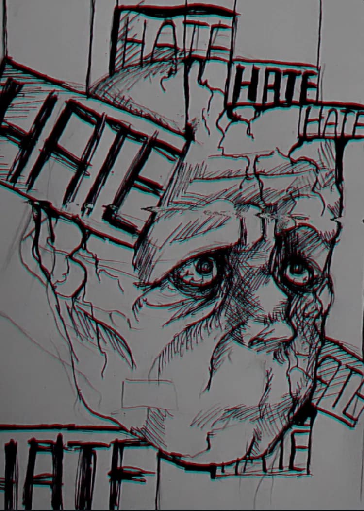 Fragmented Emotions: The Weight of Hate in Distorted Expression