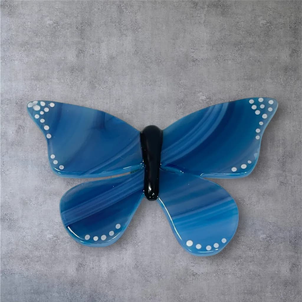 Whimsical Blue Butterfly: A Stunning Dichroic Glass Art Piece for Your Home Decor