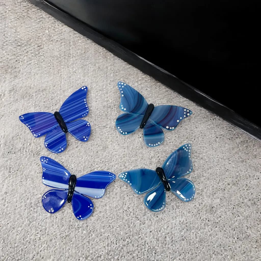 Whimsical Dichroic Butterfly Brooches in Vibrant Blues - Perfect for Any Occasion!