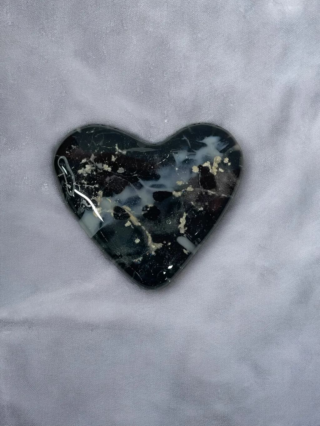 Heart of Glass: Unique Dichroic Pendant with Black and Gold Accents