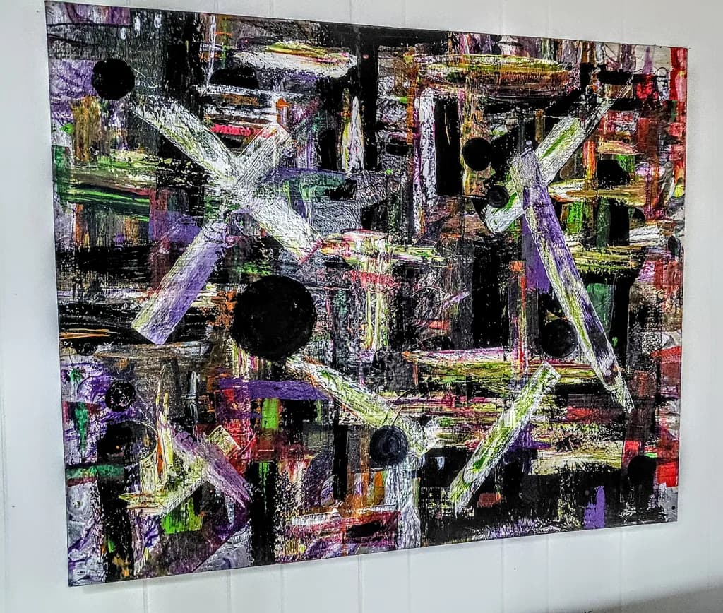 Vibrant Geometric Symphony: An Abstract Exploration of Color and Texture