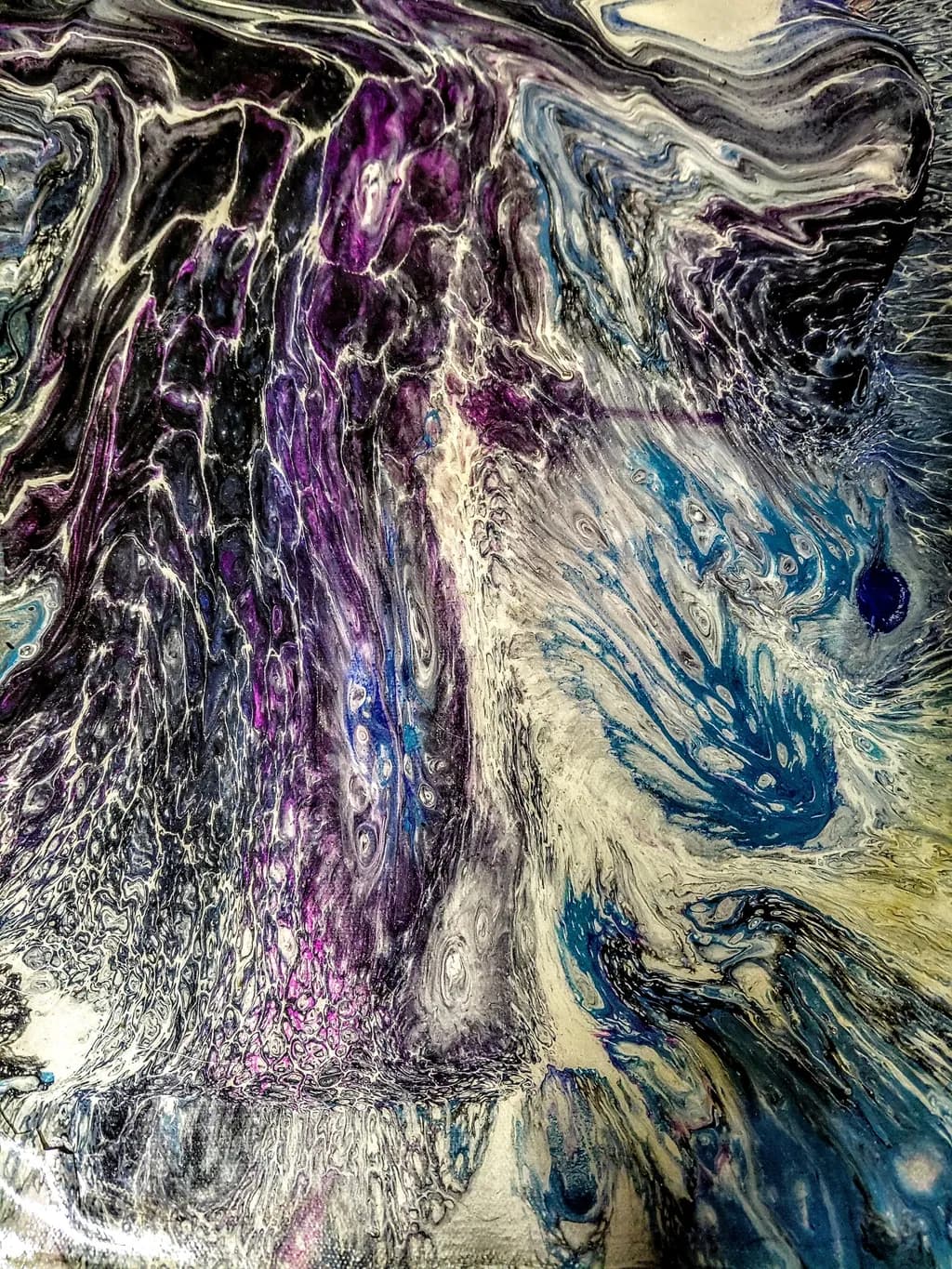 Celestial Whispers: A Dance of Purple and Blue in Abstract Fluid Art