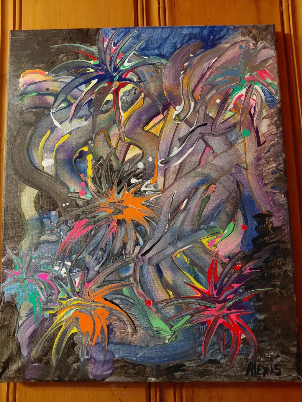 Vibrant Whirlwind: A Dance of Colorful Flora in Abstract Expressionism