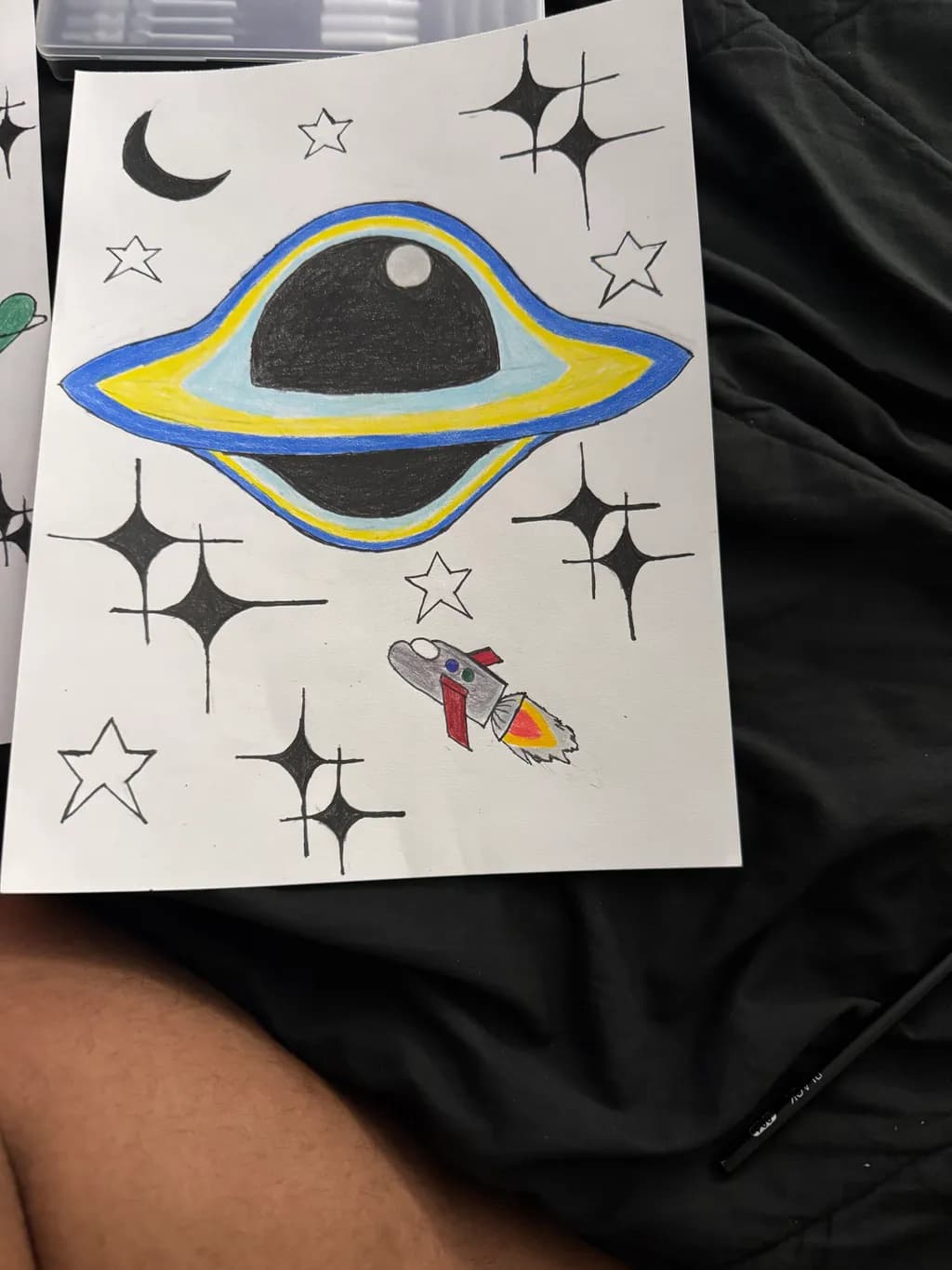 Cosmic Dreams: A Colorful Journey Through Space with Saturn and Rocket Adventures