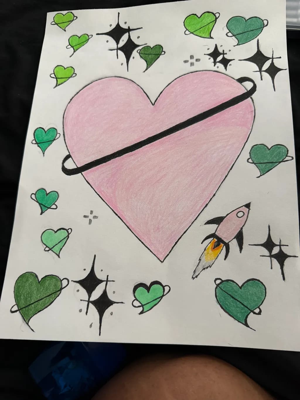 Cosmic Love: A Heart in Orbit with Rocket Dreams