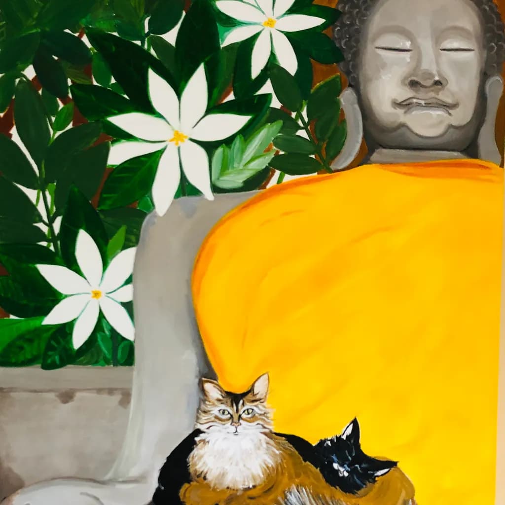 Buddha's Companions - acrylic on canvas