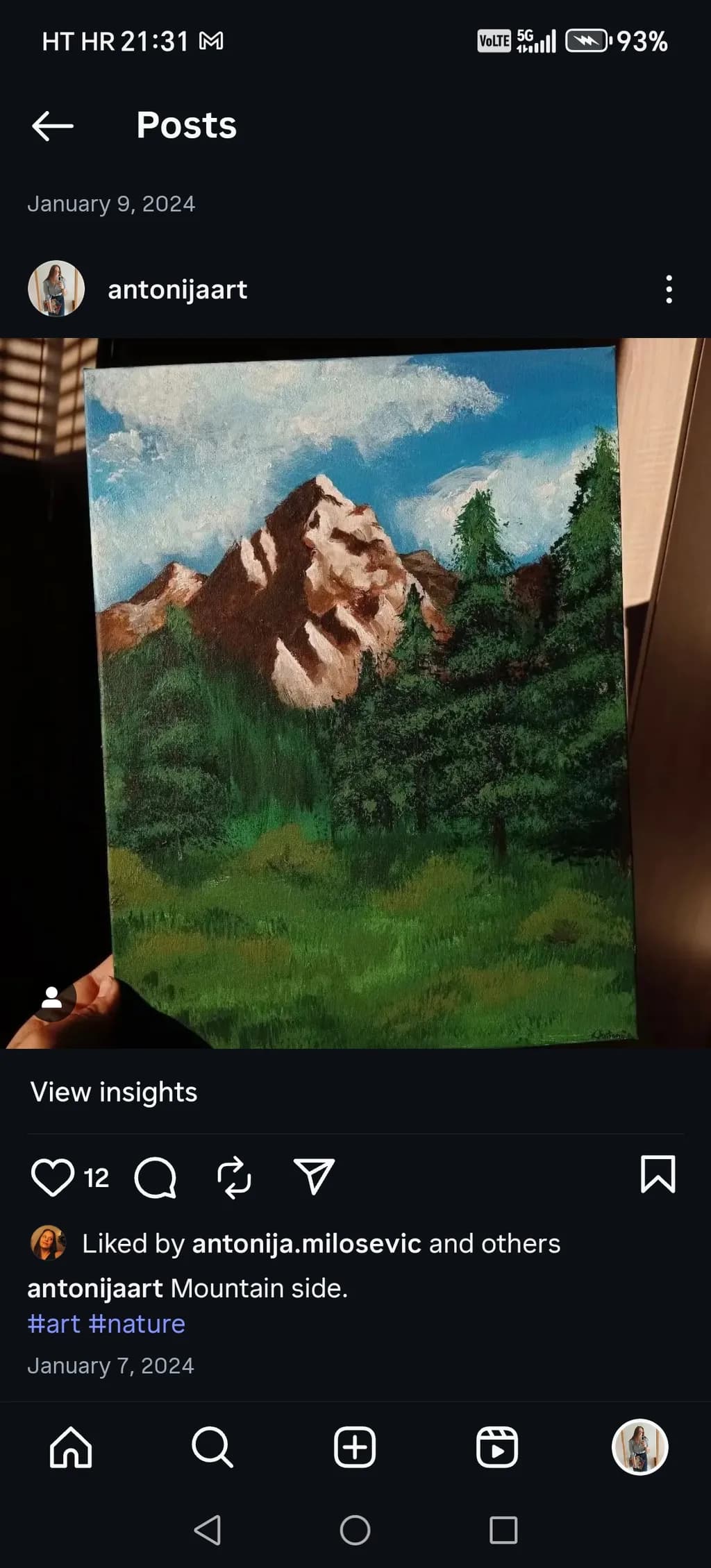 Majestic Mountain Serenity: A Tranquil Landscape Painting of Nature's Beauty