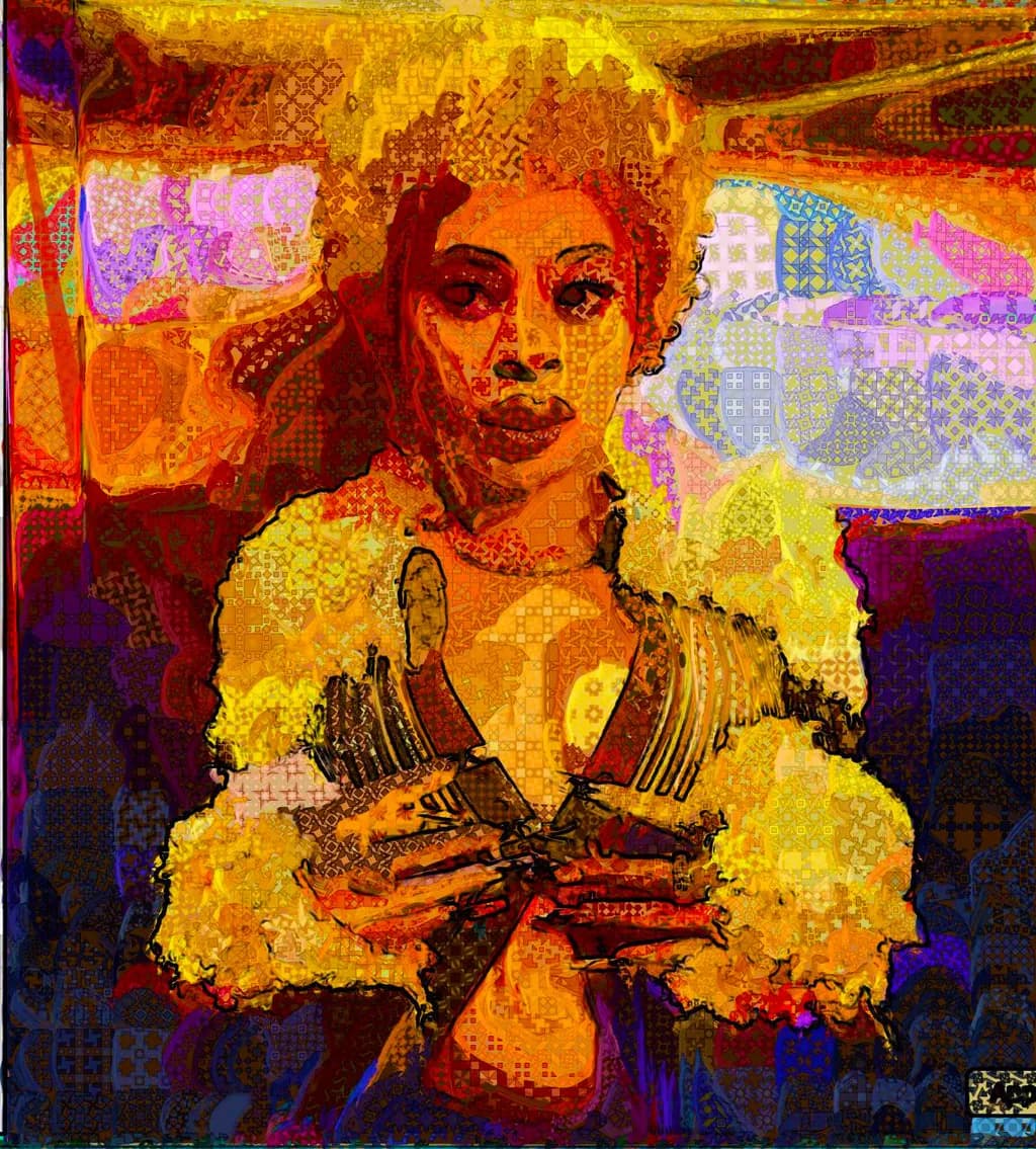 Vibrant Expressions: A Colorful Abstract Portrait of Identity and Artistry