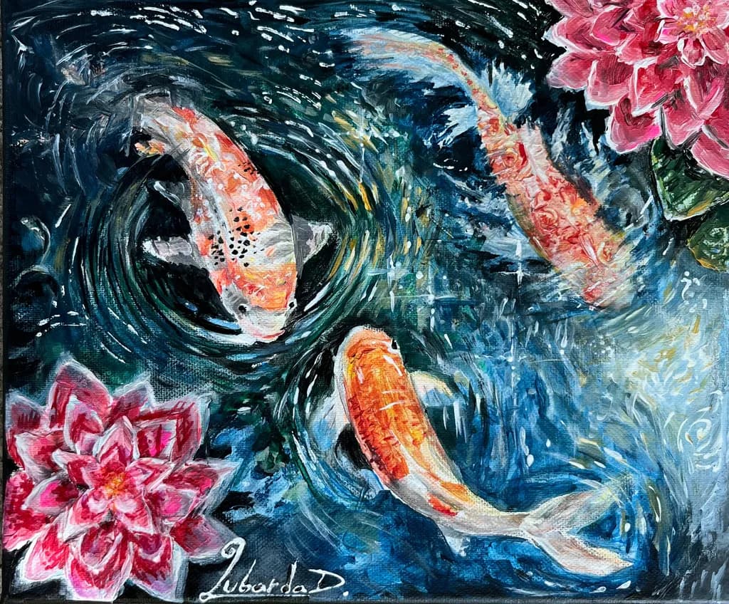 Serenity in Motion: Koi Dancing Among Water Lilies