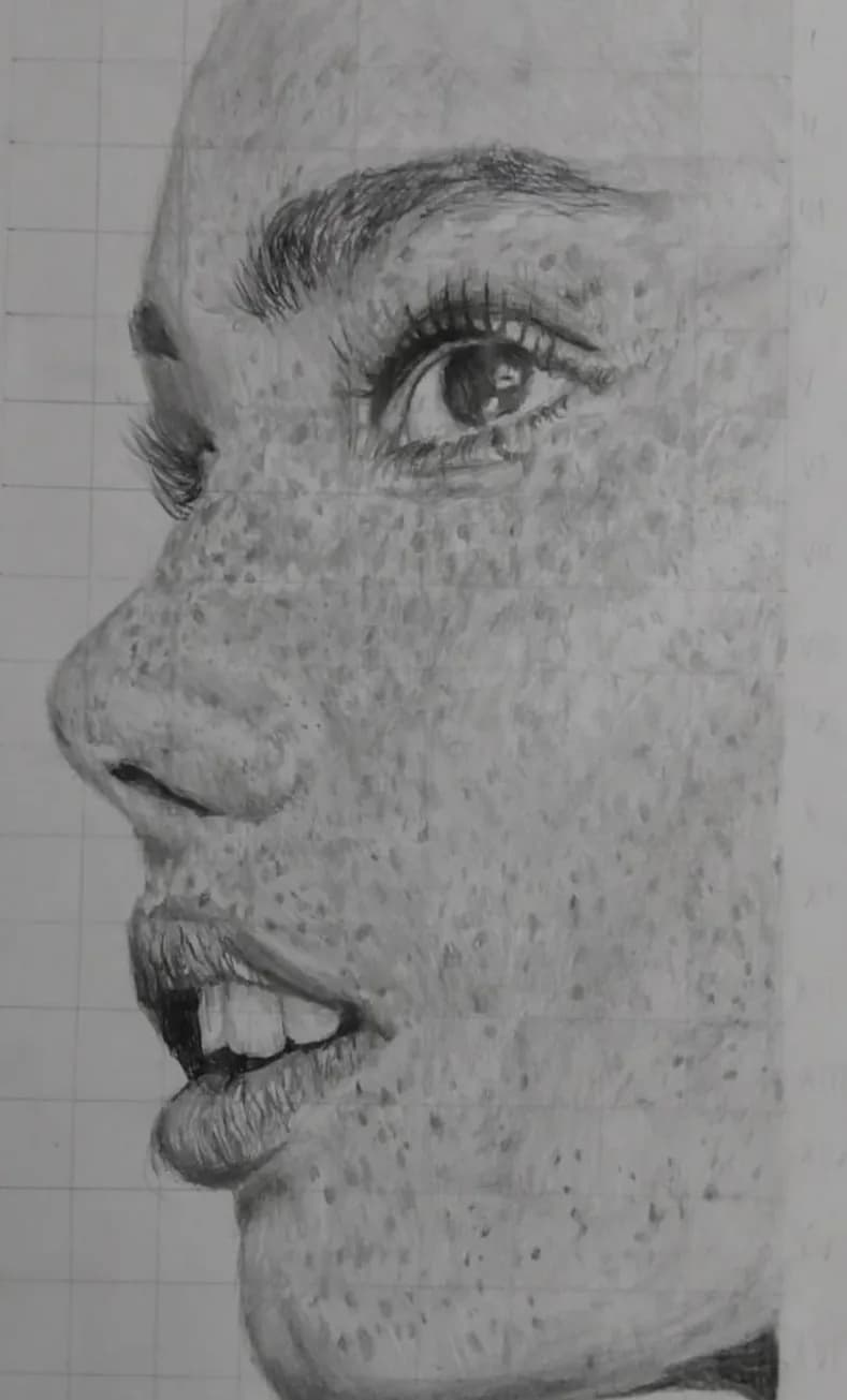 Whispers of Beauty: A Captivating Portrait in Pencil and Charcoal
