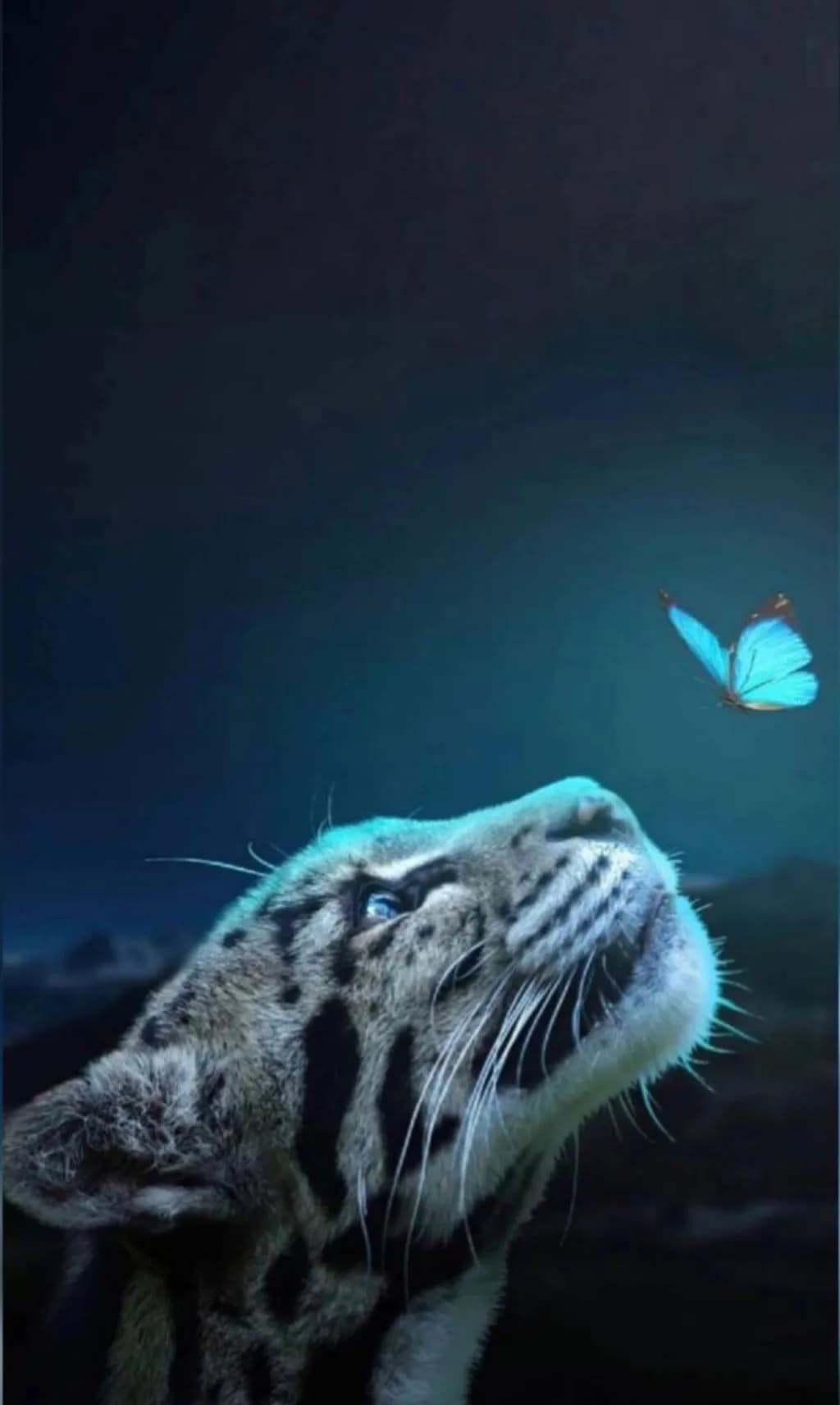 Whispers of Nature: A Tiger's Gaze Meets a Butterfly's Dance