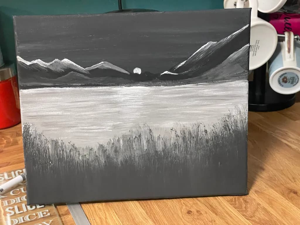 Whispers of Twilight: A Monochrome Mountain Reflection