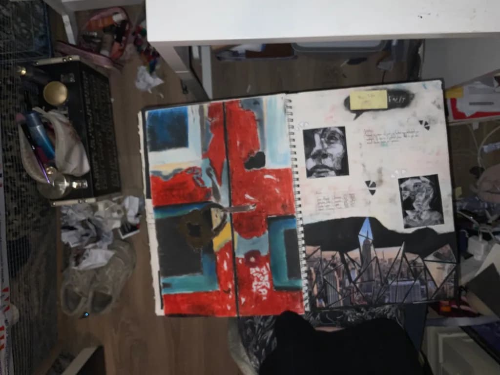 Vibrant Reflections: A Mixed Media Exploration of Identity and Urban Landscapes