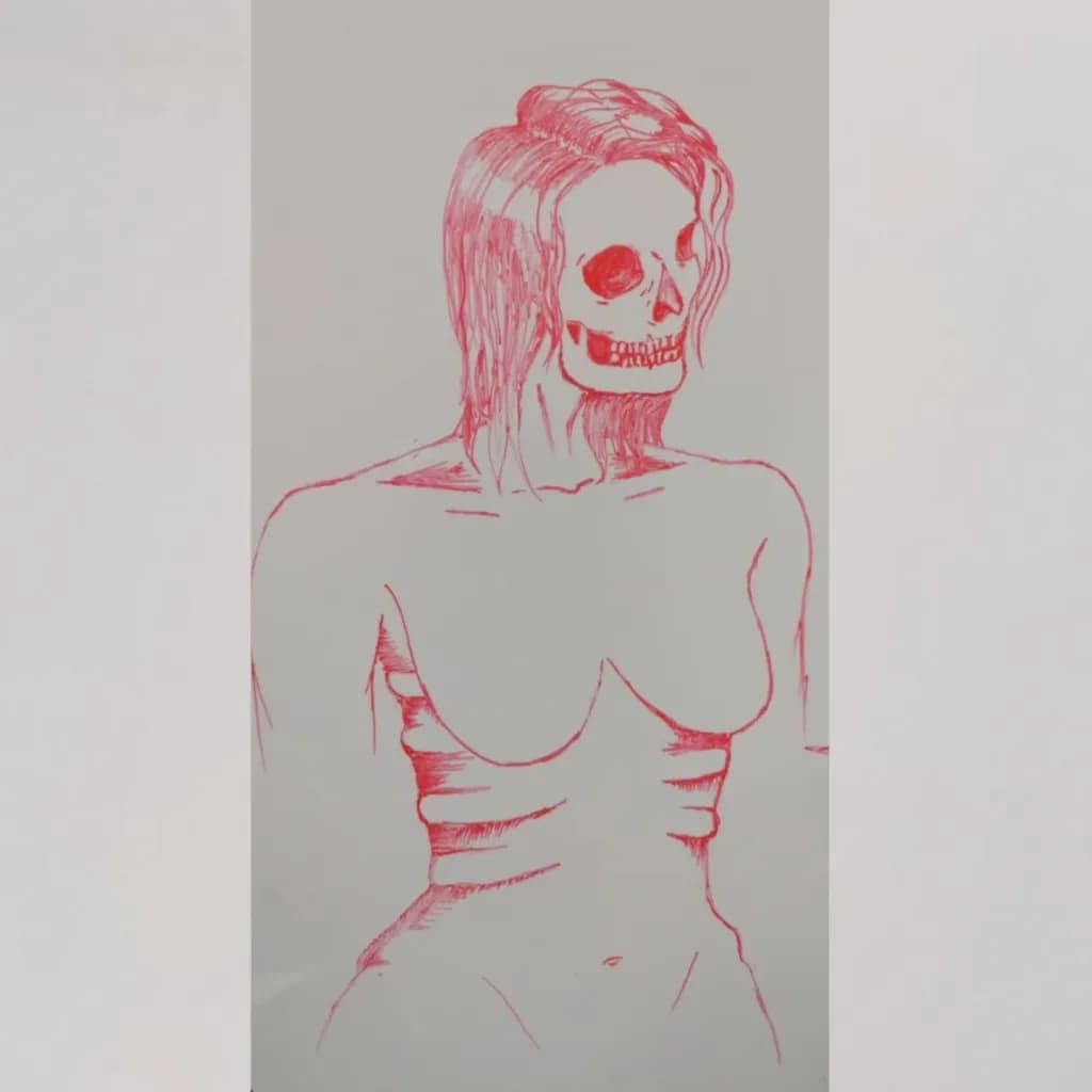 Ethereal Elegance: The Dance of Life and Death in Crimson Hues