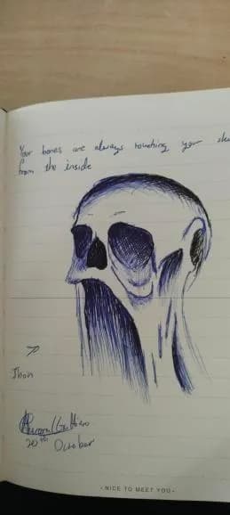 Ethereal Reflections: A Blue Skull Sketch Exploring Inner Insights