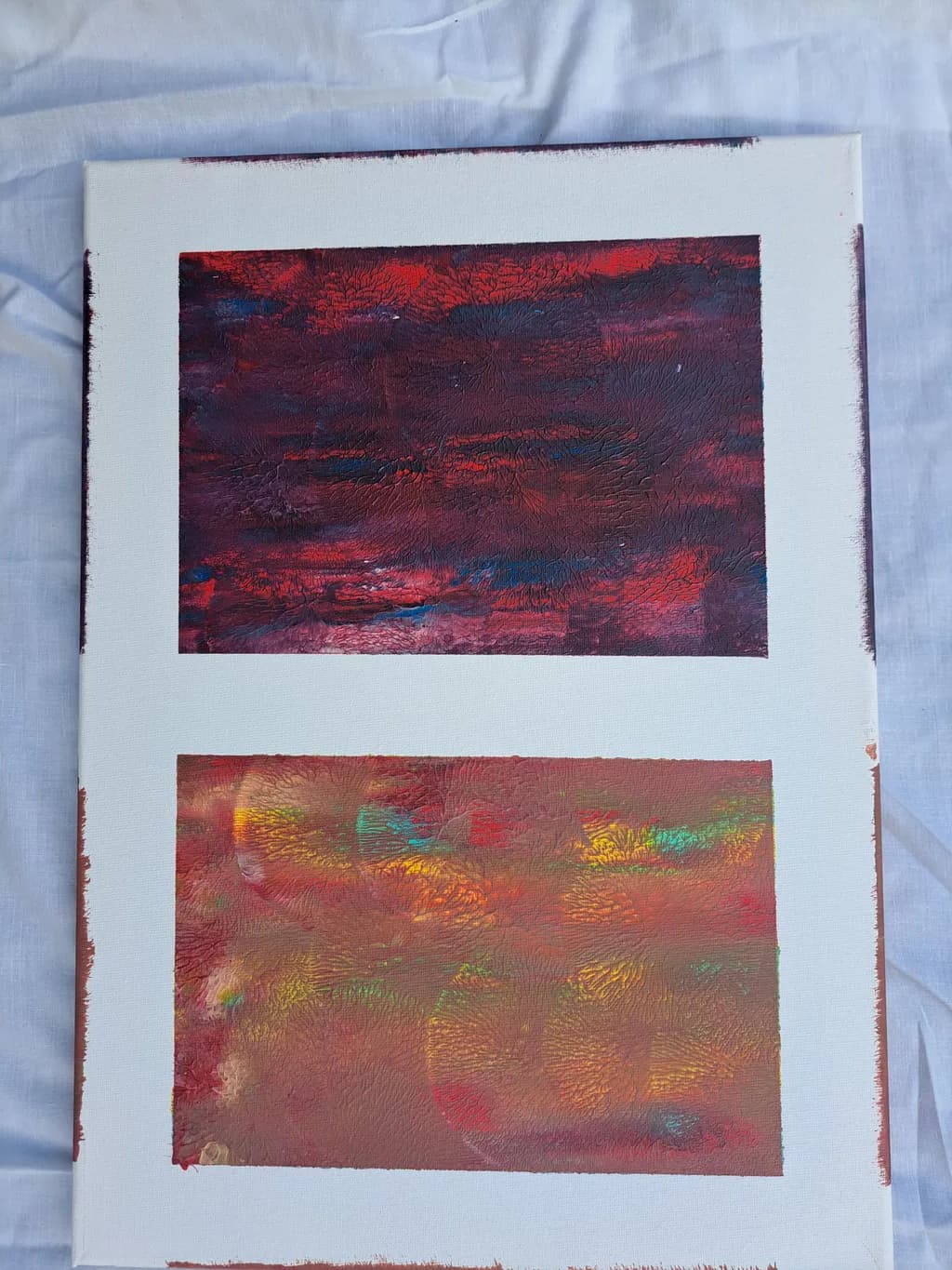 Crimson Dreams: A Dual Exploration of Texture and Color in Abstract Art