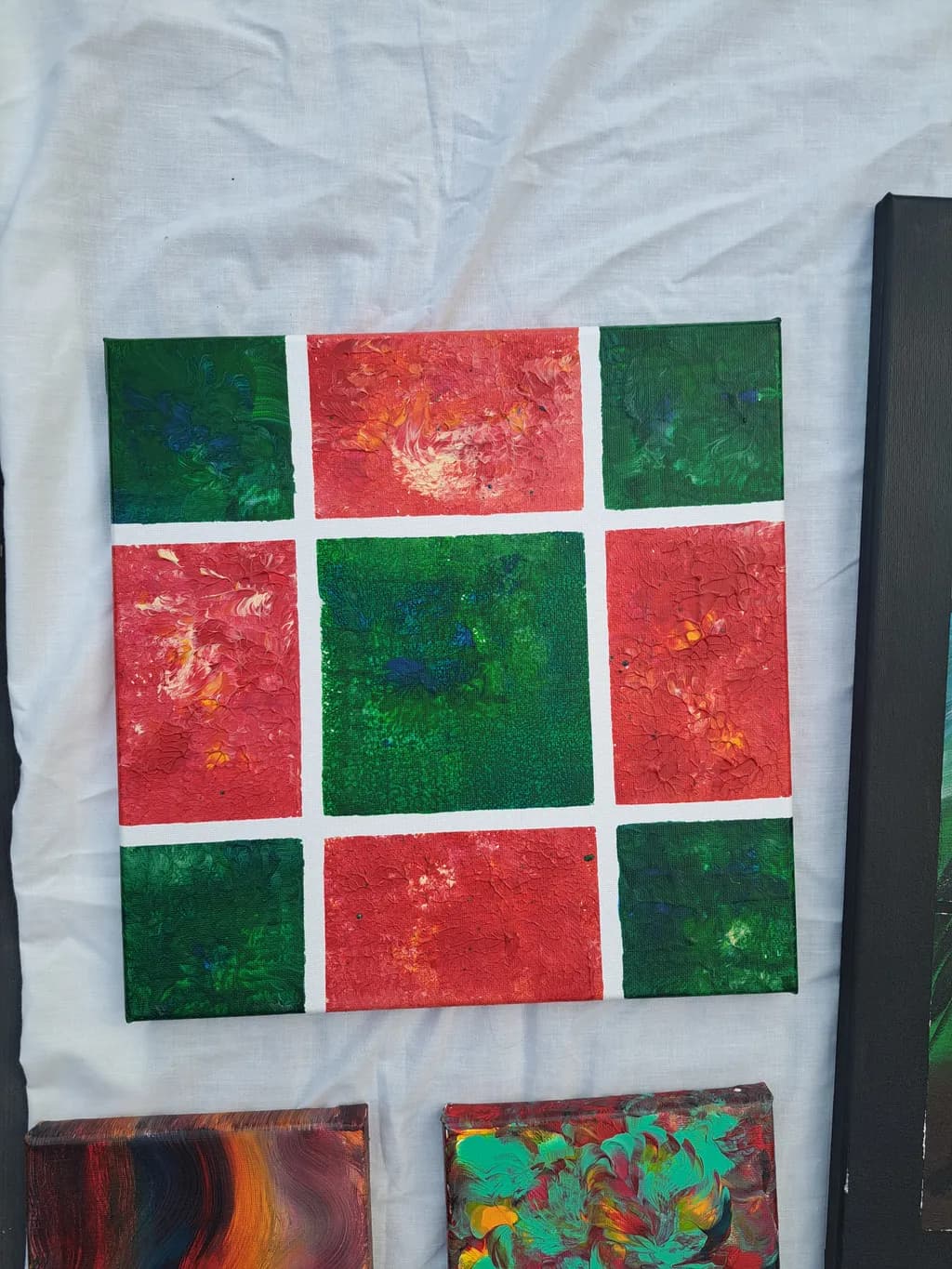 Vibrant Harmony: A Colorful Dance of Red and Green Squares