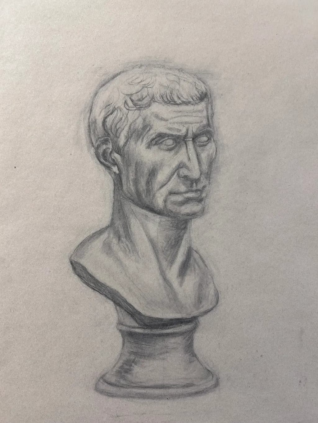 Timeless Gaze: A Classical Bust in Charcoal Elegance