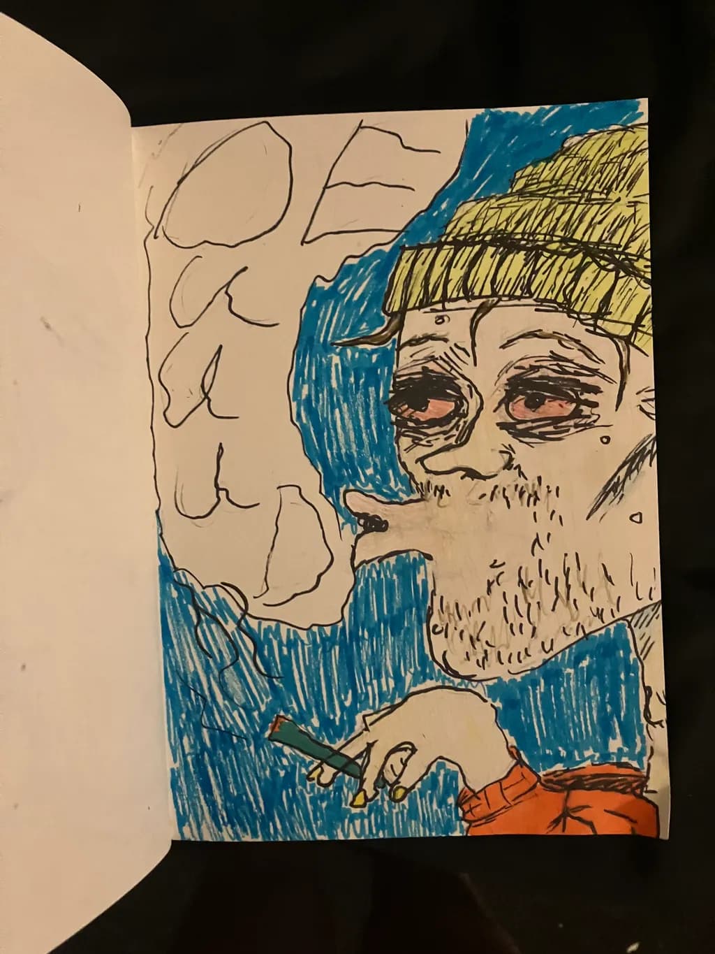 Whimsical Smoke: A Colorful Character Sketch of Expression and Mood