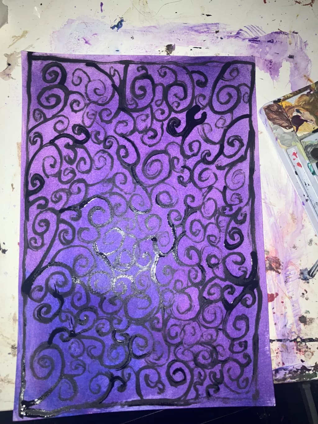 Whimsical Swirls: A Dance of Purple and Black Elegance