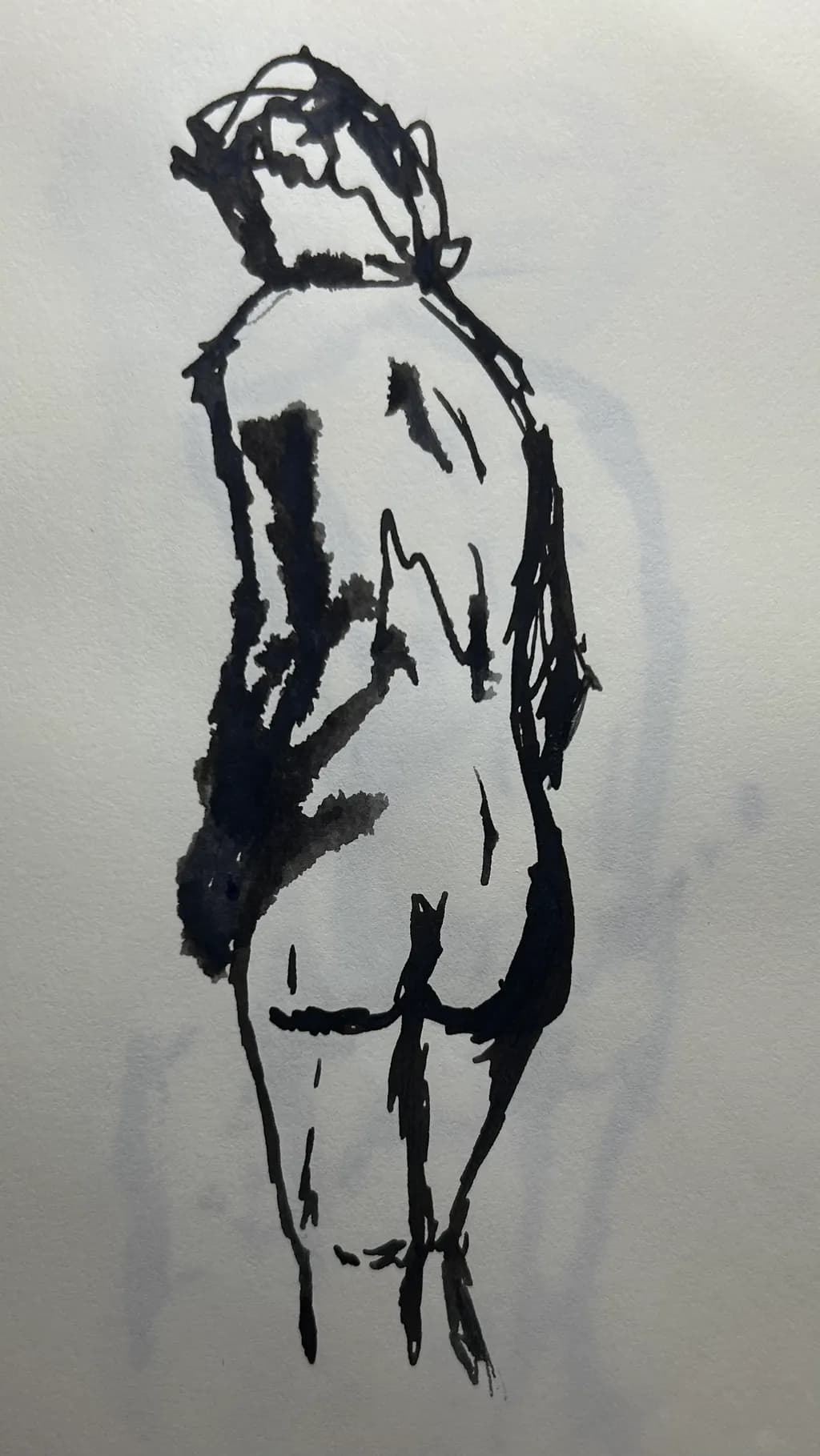 Whispers of the Body: An Abstract Ink Sketch of Form and Movement
