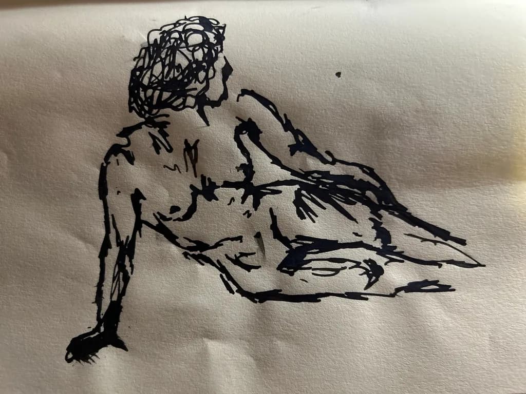 Ethereal Elegance: A Contemplative Study of the Human Form in Ink