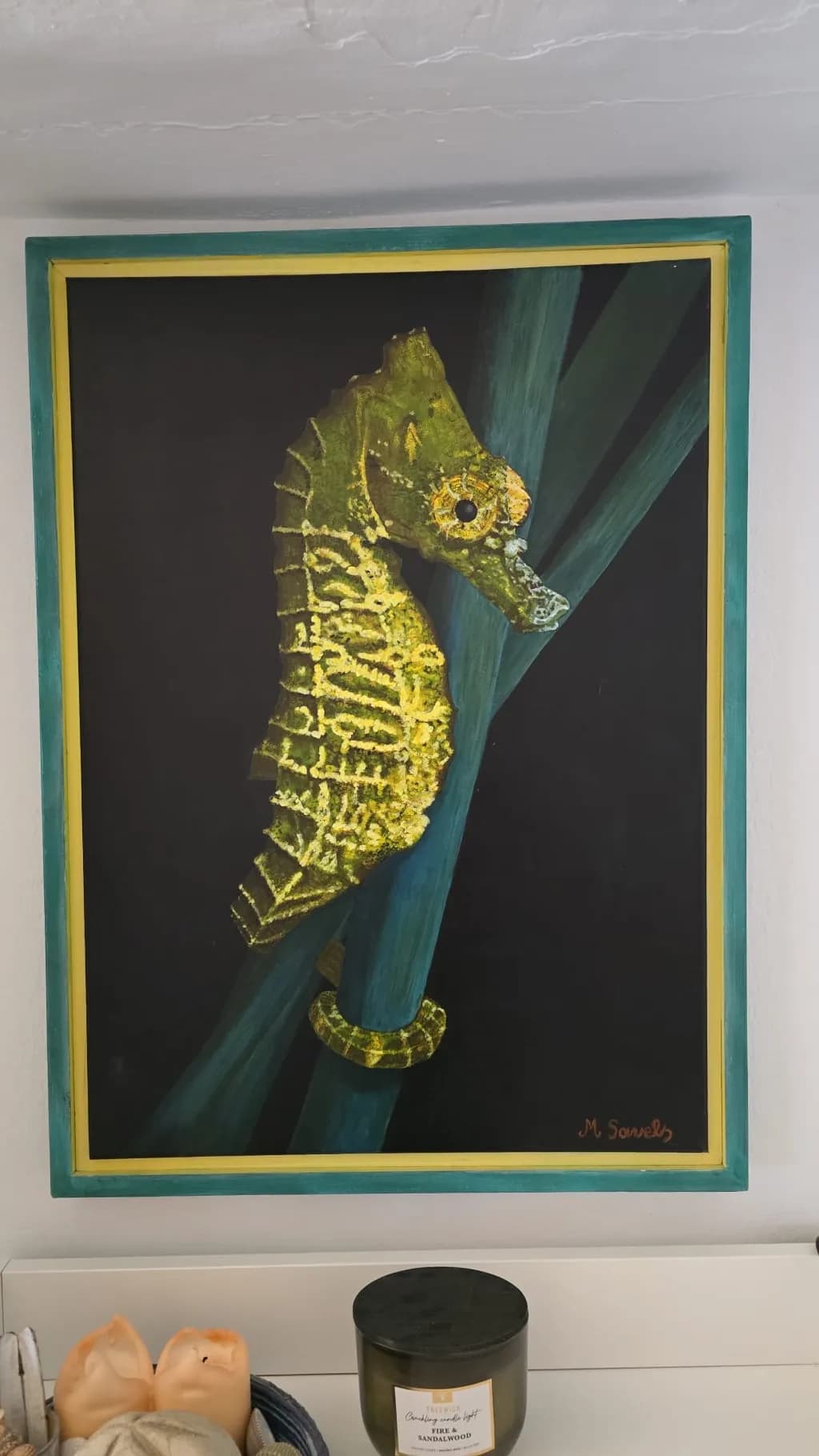 Golden Seahorse Serenade: A Colorful Marine Masterpiece for Your Decor