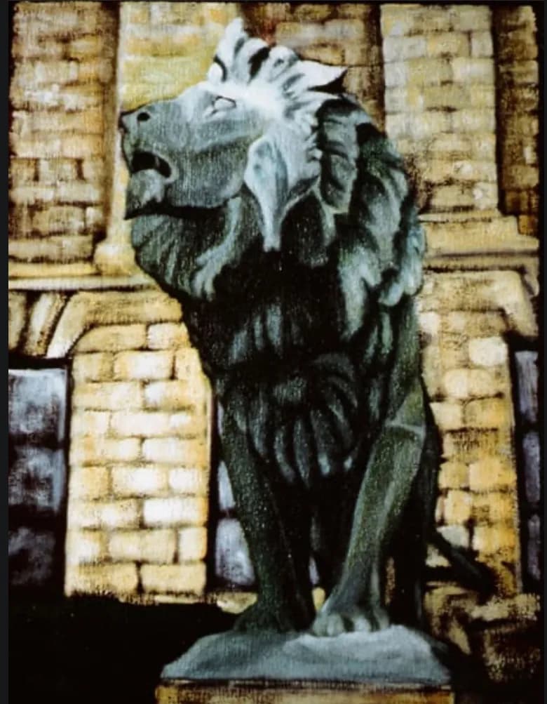 Majestic Guardian: The Stone Lion Statue in Architectural Splendor