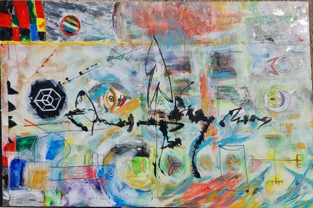 Vibrant Chaos: An Expressive Journey Through Geometric Layers and Colorful Abstraction