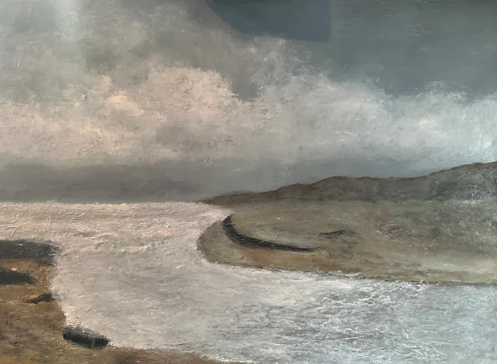 Whispers of Serenity: A Moody Landscape of Water and Clouds