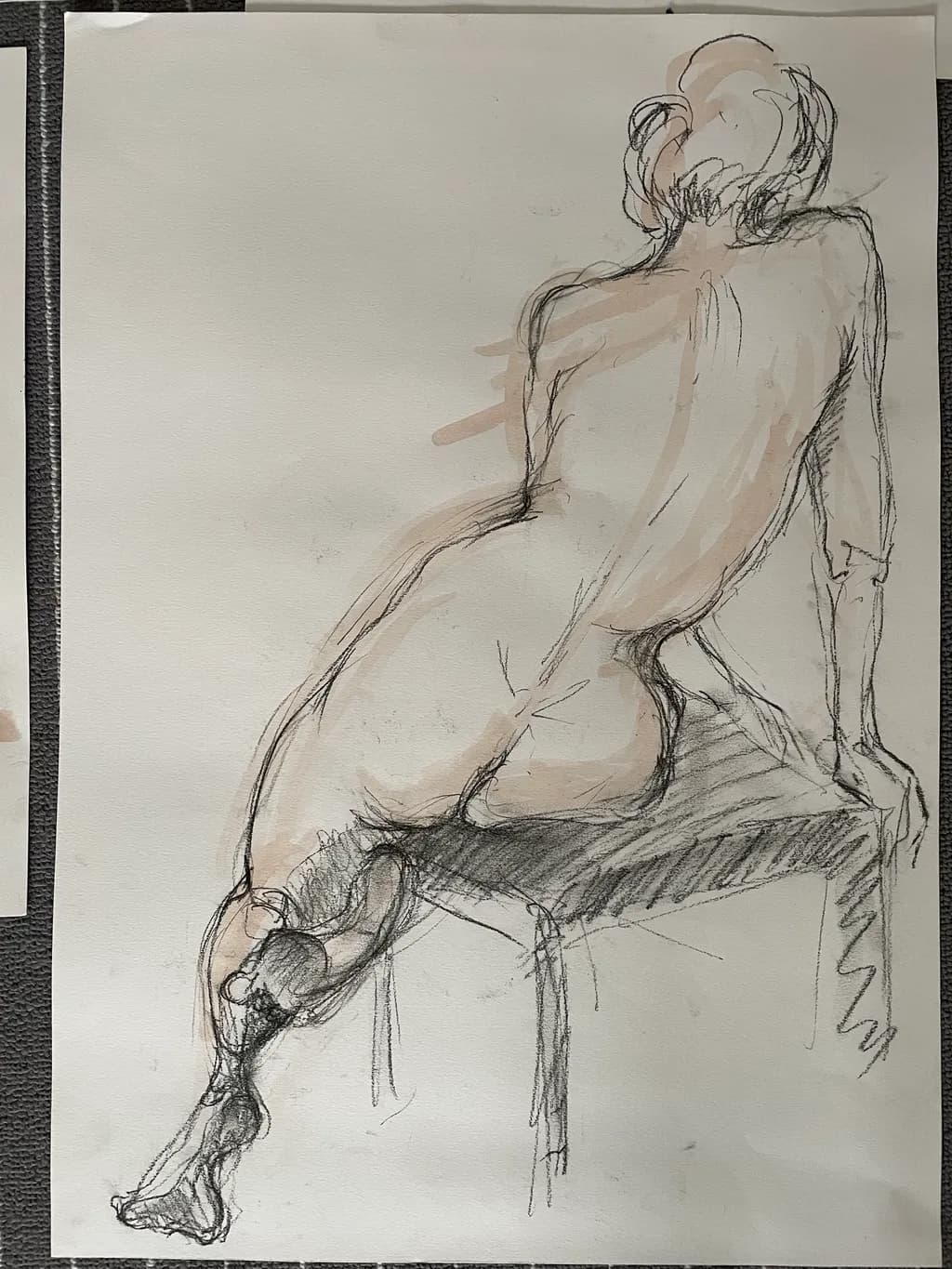 Ethereal Elegance: A Captivating Nude Sketch in Poised Reflection