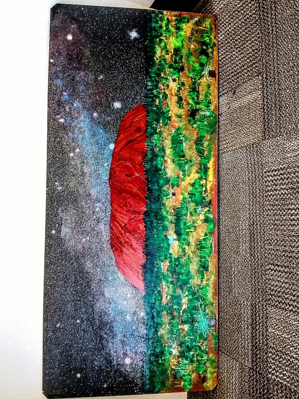 Red Monolith Under Stars