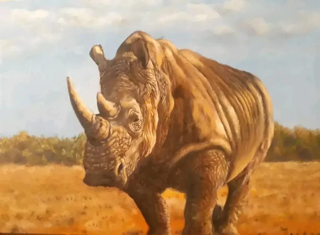 Majestic Guardian of the Savannah: A Realistic Rhino Portrait