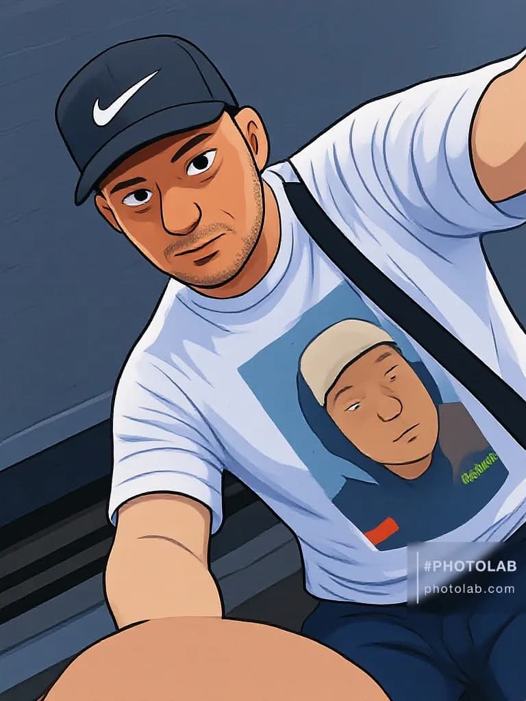Urban Self-Portrait: A Modern Reflection in Streetwear Style