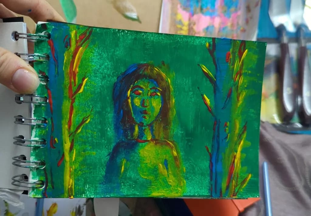 Vibrant Green Portrait: An Abstract Expression of Emotion and Nature