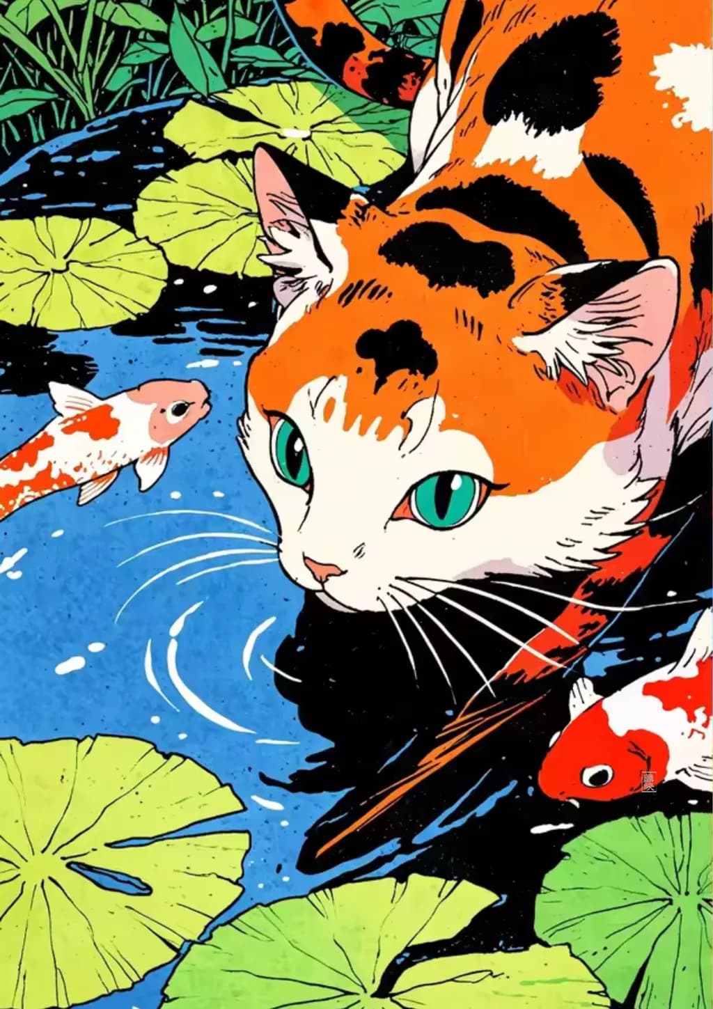 Cat and Koi