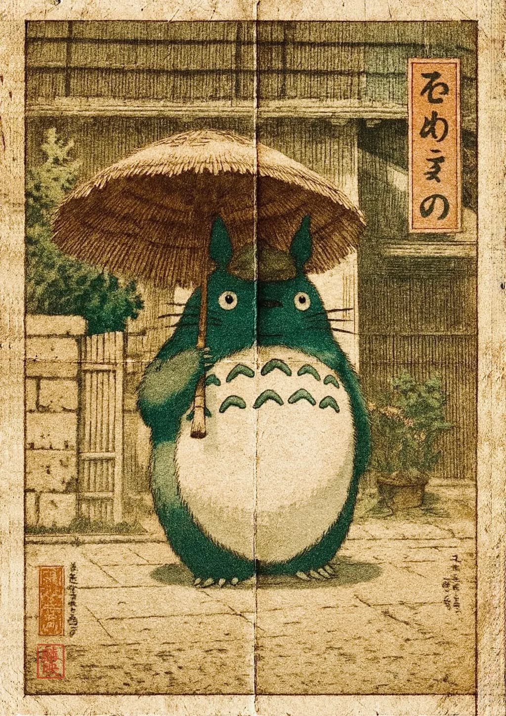 Totoro Under Umbrella
