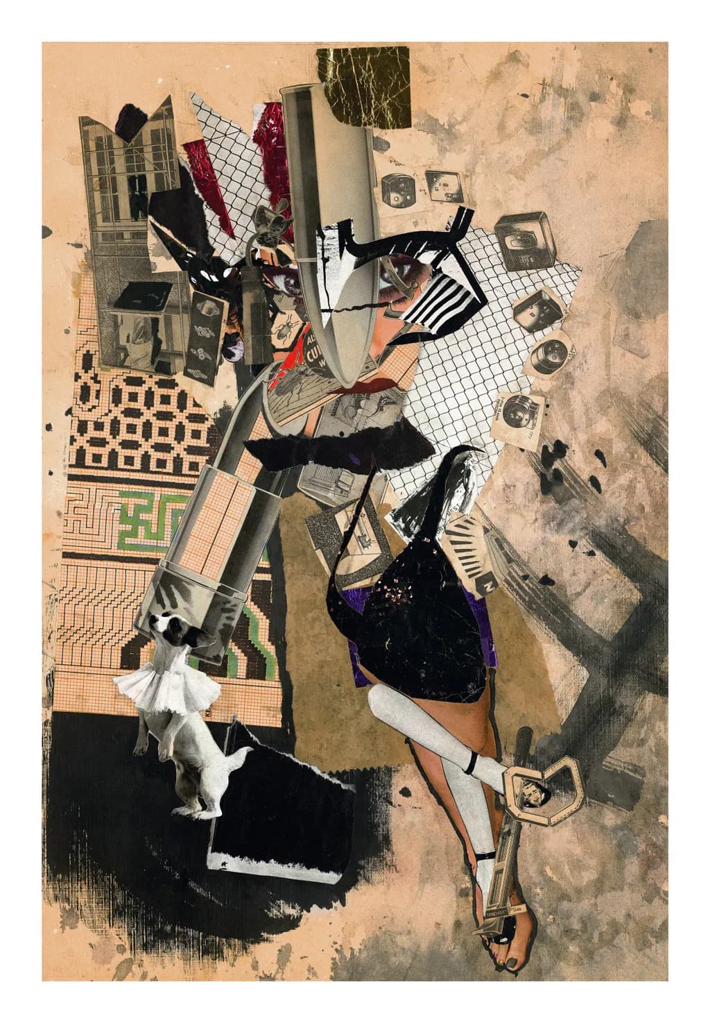 Fragmented Realities: A Dance of Collage and Color in Urban Life