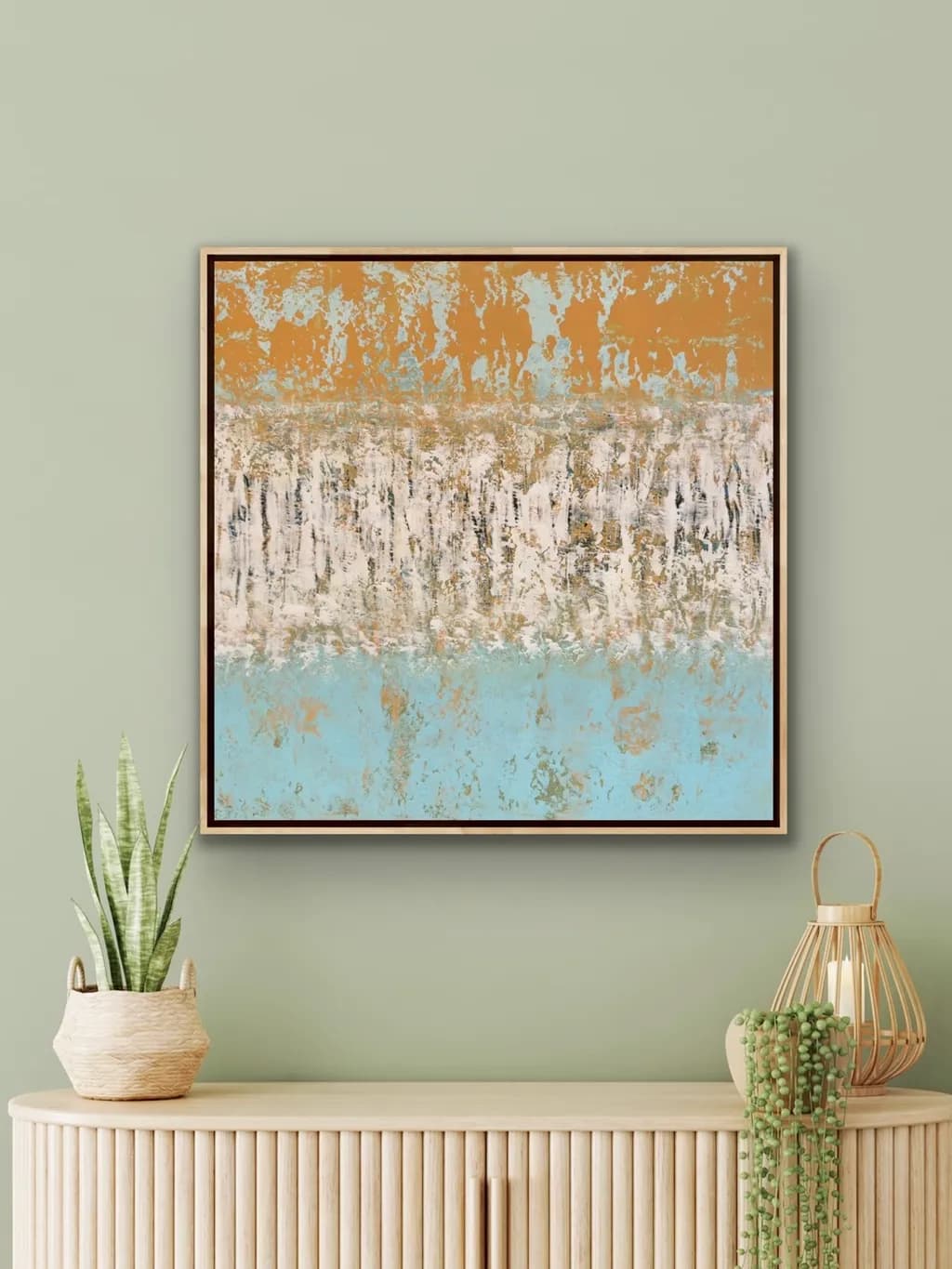 Serene Horizons: A Textured Dance of Earthy Tones and Tranquil Blues
