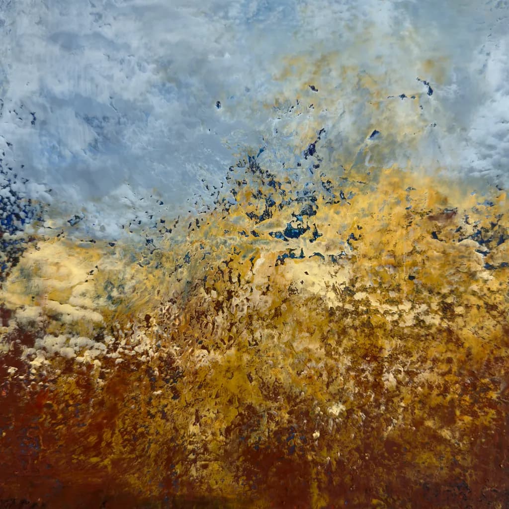 Golden Horizons: A Dance of Earth and Sky in Abstract Form