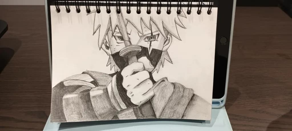 Dynamic Anime Portrait: A Striking Sketch of Resilience and Mystery