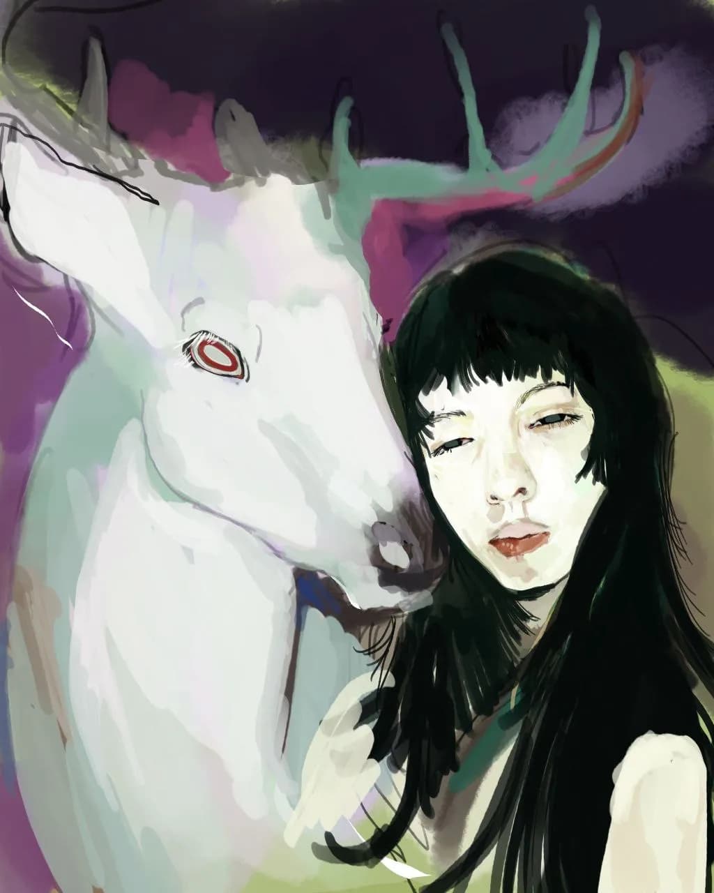 Whispers of the Ethereal: A Surreal Portrait of Connection Between Human and Animal
