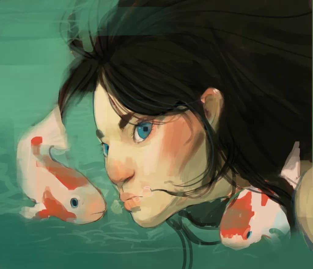 Whispers Beneath the Surface: A Dreamy Encounter with Koi Fish