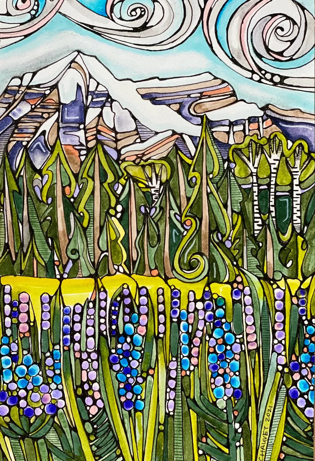 Whispers of Nature: A Vibrant Symphony of Mountains and Wildflowers