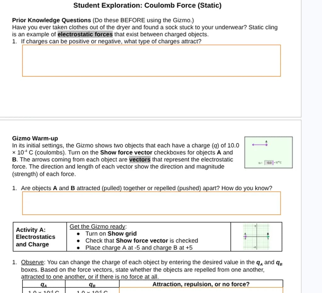 Electrostatic Forces Exploration