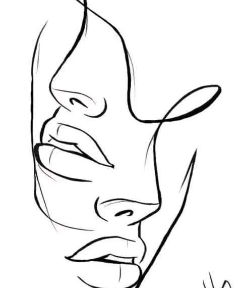 Whispers of Expression: A Minimalist Line Art Portrait